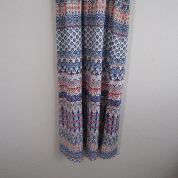 Women's Boho Printed Maxi Dress XL Blue Casual Maximalist Tribal Geometric - Picture 3 of 10